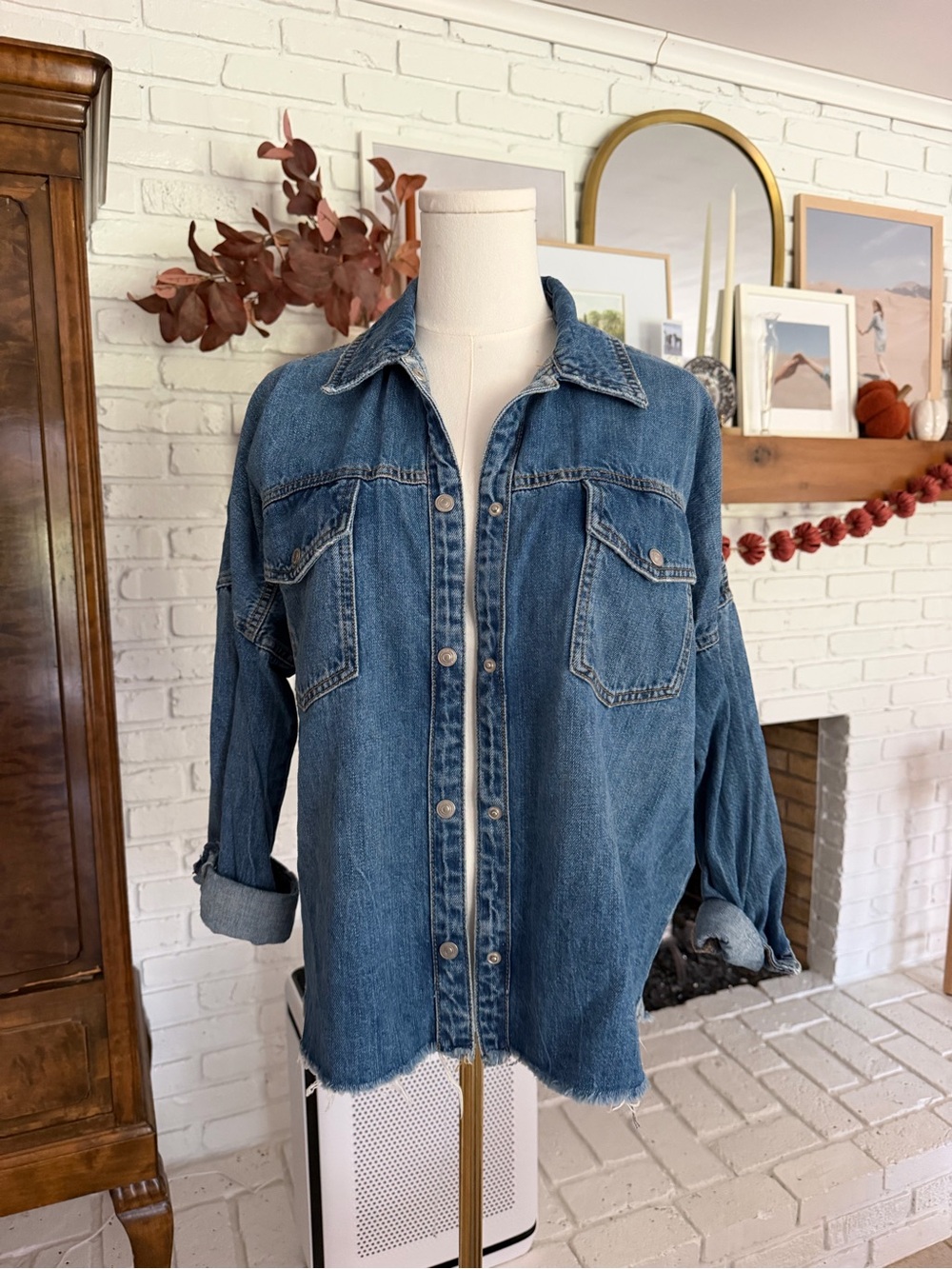 Zara Medium Blue Denim Shirt Jacket - Women